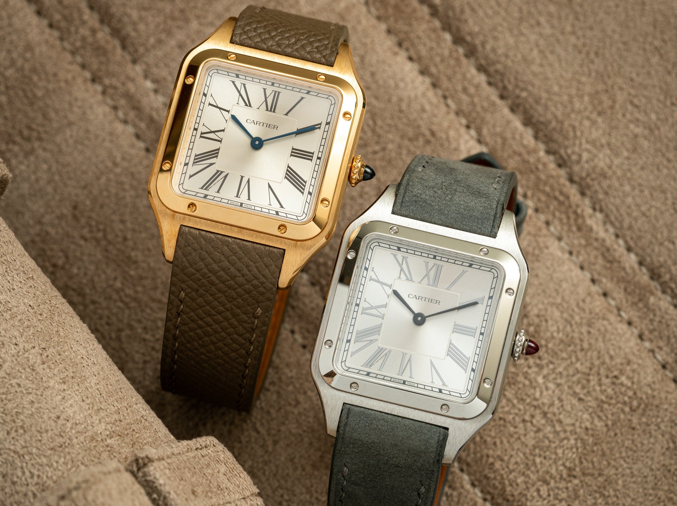 Santos de Cartier MM用 DELUGS製 レザーストラップ Gold CTS Rubber Strap for Cartier Santos de Cartier – Delugs