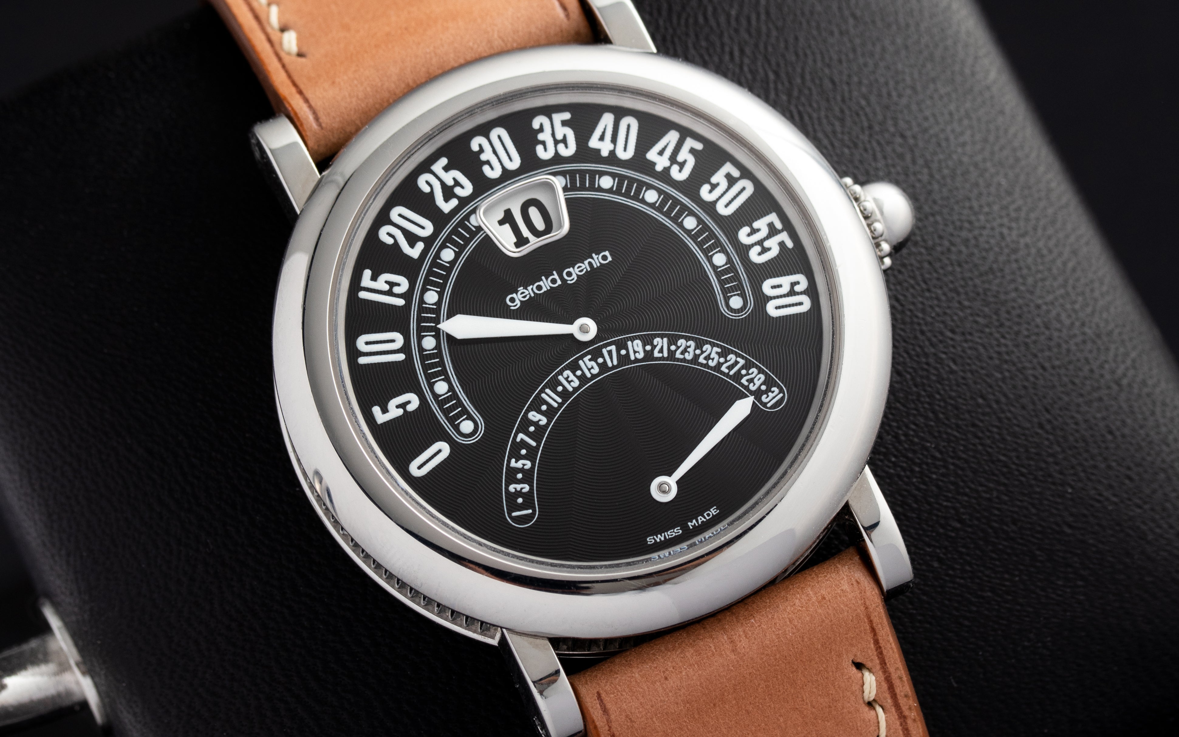 Bracelet Cuir Noir 18mm Pour Montre Gerald Genta - Occasion - Pour Boucle 16mm