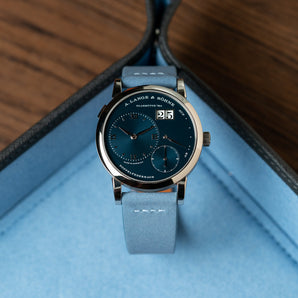 Overstock: Pastel Blue Nubuck Row-Stitch Strap