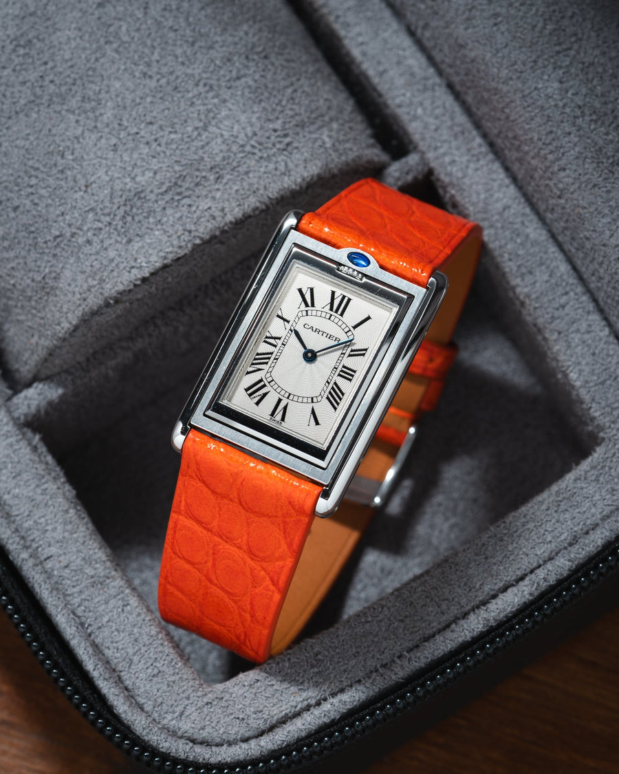 Matte Orange Alligator Flank Stitchless Strap