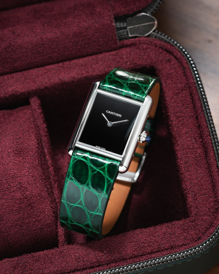 Glossy Emerald Crocodile Flank Stitchless Strap