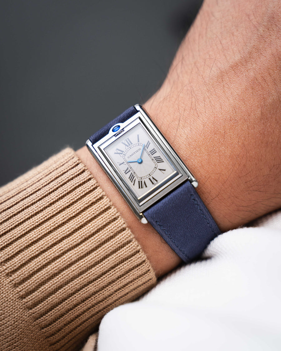 Navy Nubuck Slim Strap