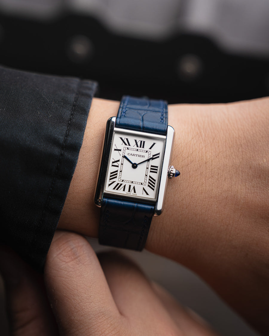 Matte Navy Alligator Strap for Cartier Tank