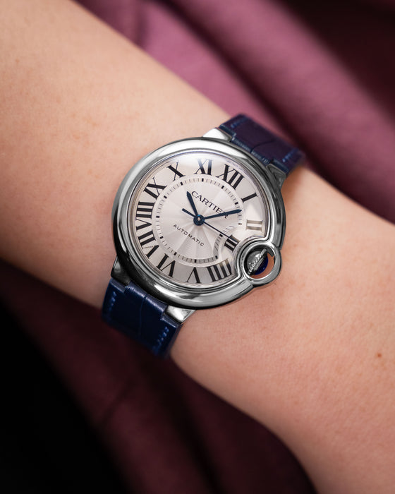 Matte Navy Alligator Strap for Cartier Ballon Bleu