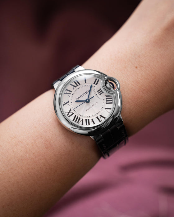 Matte Black Alligator Strap for Cartier Ballon Bleu