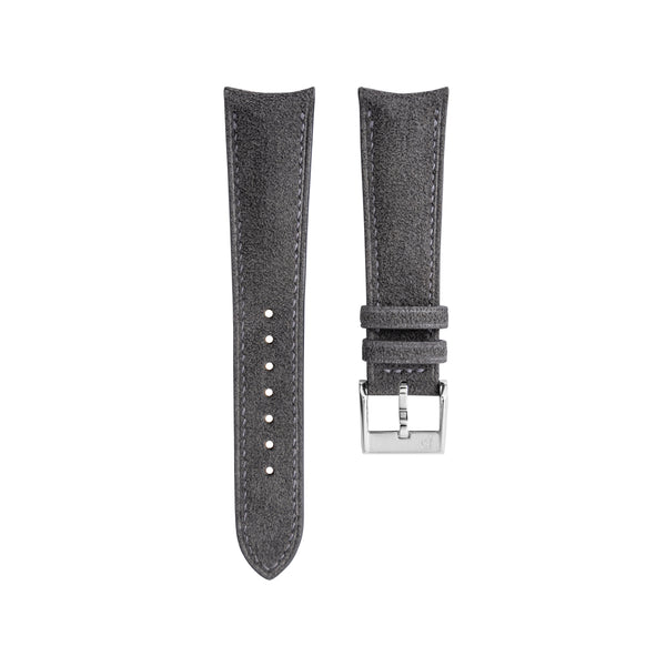 Delugs Dark Grey Alcantara Signature (Curved) Strap Handcrafted Leather Watch Strap