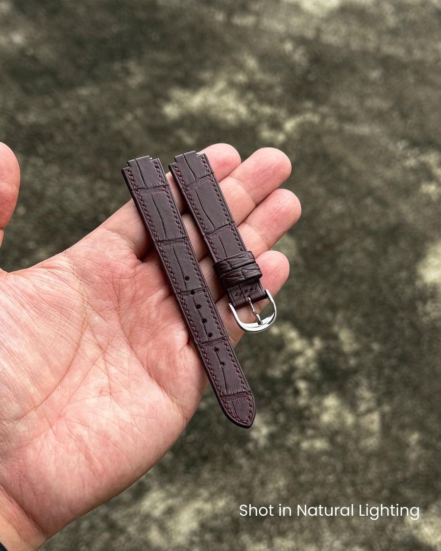 Matte Mahogany Alligator Strap for Cartier Ballon Bleu
