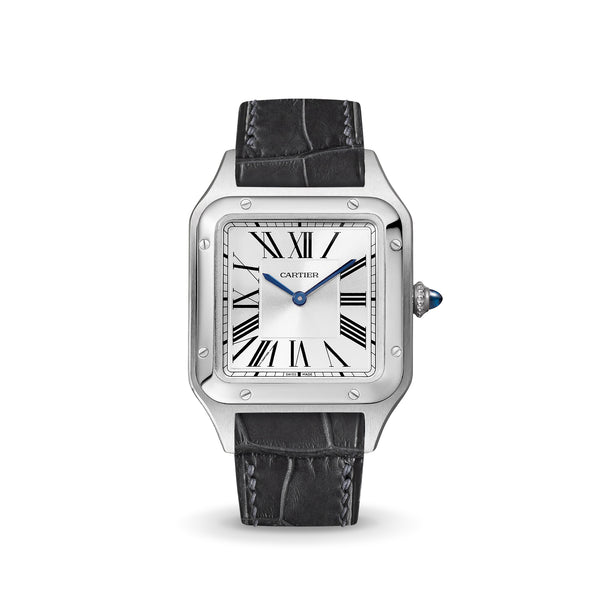 Delugs Matte Grey Storm Alligator Strap for Cartier Santos-Dumont Handcrafted Leather Watch Strap
