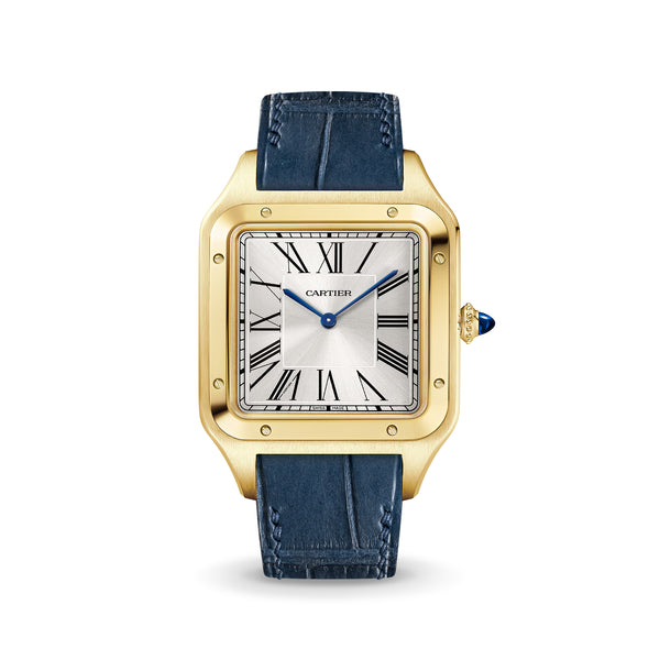 Delugs Matte Navy Alligator Strap for Cartier Santos-Dumont Handcrafted Leather Watch Strap