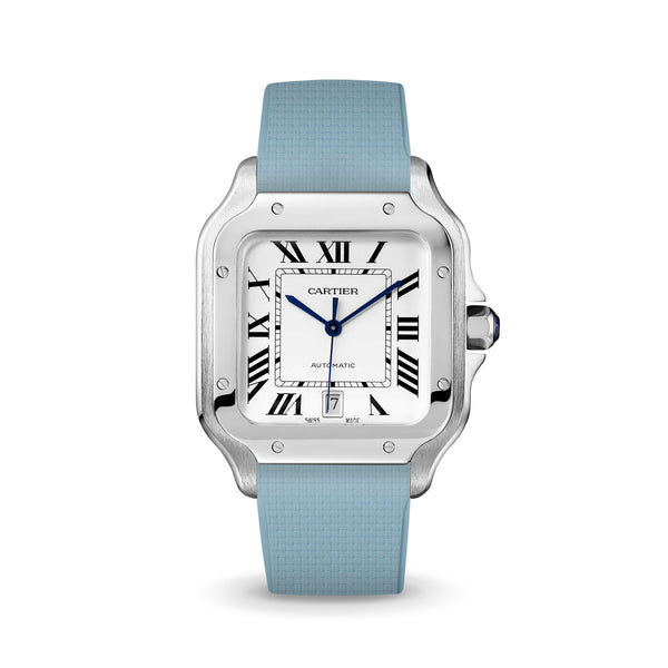 Delugs Baby Blue Sailcloth CTS Rubber Strap for Cartier Santos de Cartier Rubber Watch Strap