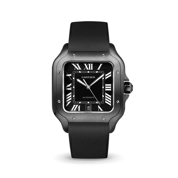 Delugs Black CTS Rubber Strap for Cartier Santos de Cartier Rubber Watch Strap