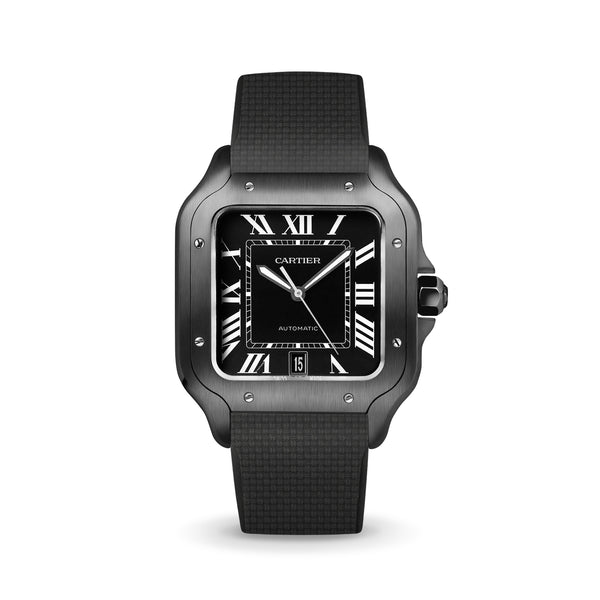 Delugs Black Sailcloth CTS Rubber Strap for Cartier Santos de Cartier Rubber Watch Strap