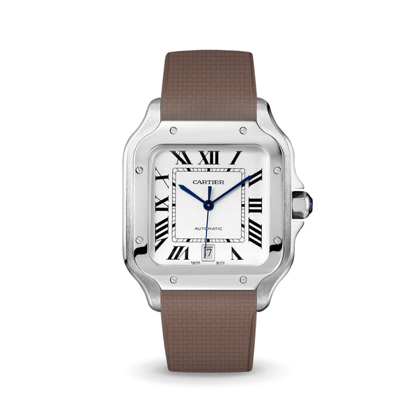 Delugs Brown Sailcloth CTS Rubber Strap for Cartier Santos de Cartier Rubber Watch Strap