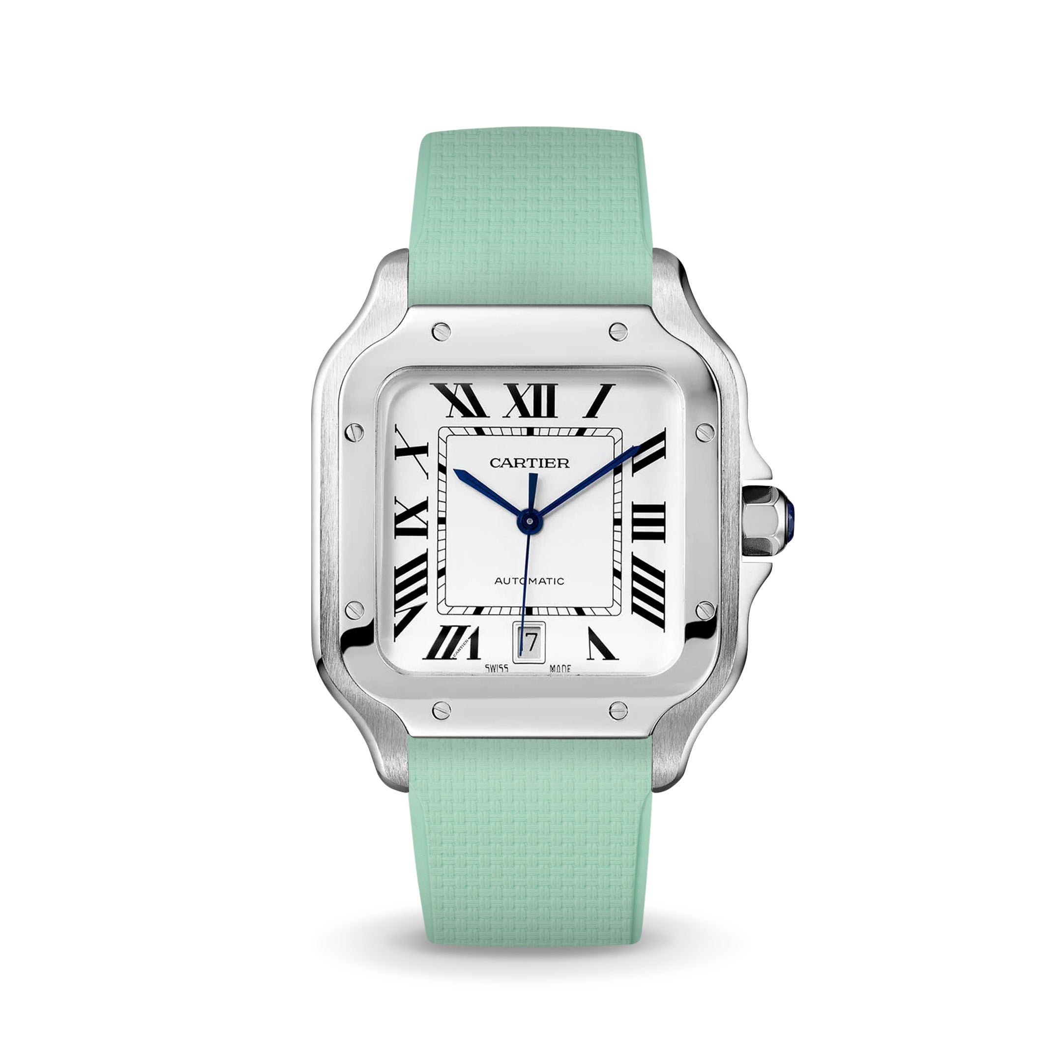 Mint Green Sailcloth CTS Rubber Strap for Cartier Santos de
