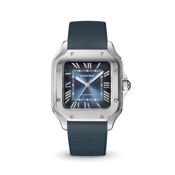 Delugs Navy Sailcloth CTS Rubber Strap for Cartier Santos de Cartier Rubber Watch Strap