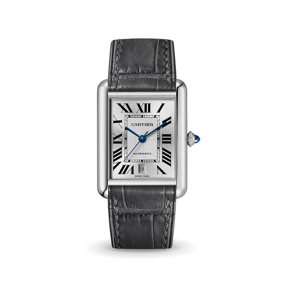 Matte Grey Storm Alligator Strap for Cartier Tank