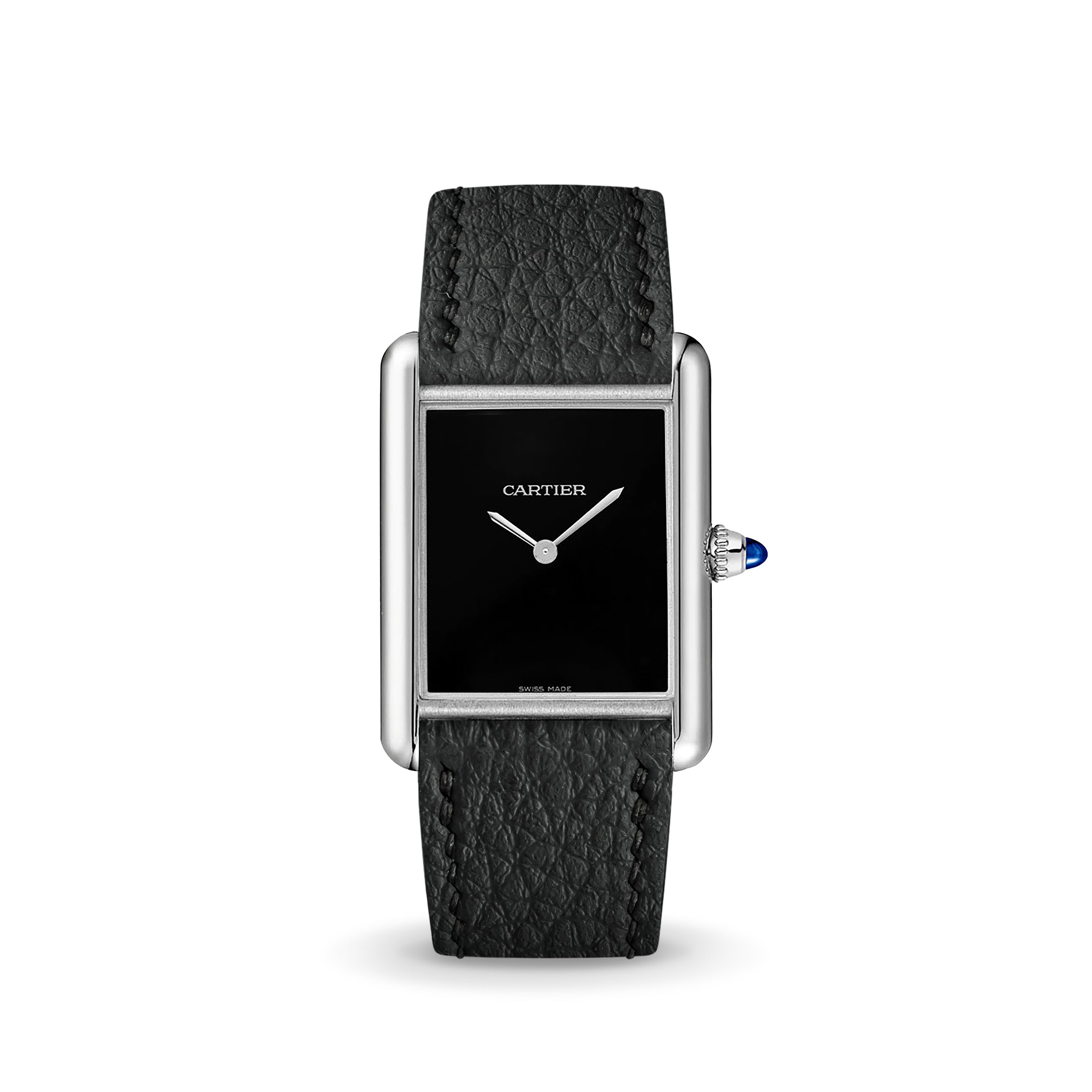 Black Rubberised Leather (Togo) Strap for Cartier Tank – Delugs