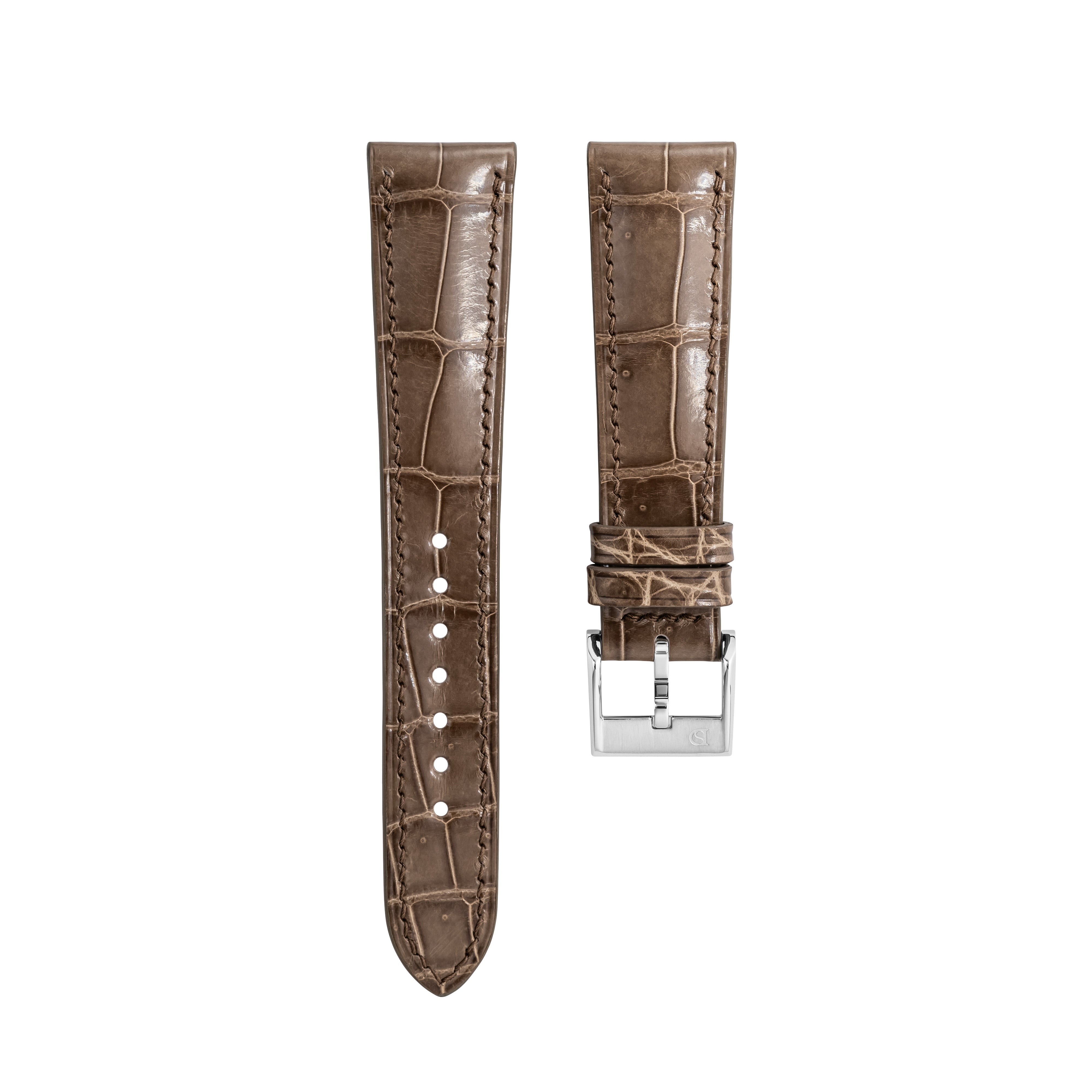 Glossy Taupe Brown Crocodile Signature Strap – Delugs