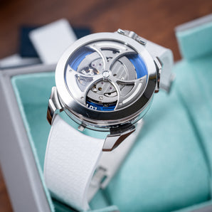 White Curved CTS Rubber Strap for MB&F MAD1