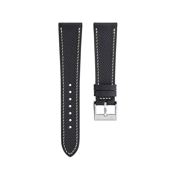 Delugs Black Epsom Slim Strap Handcrafted Leather Watch Strap