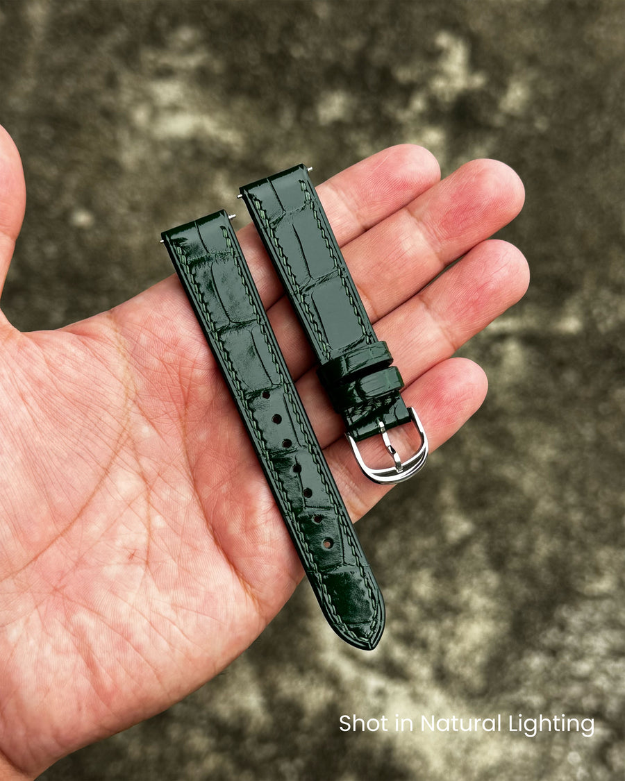 Glazed Malachite Alligator Slim Strap for The Petite Collection