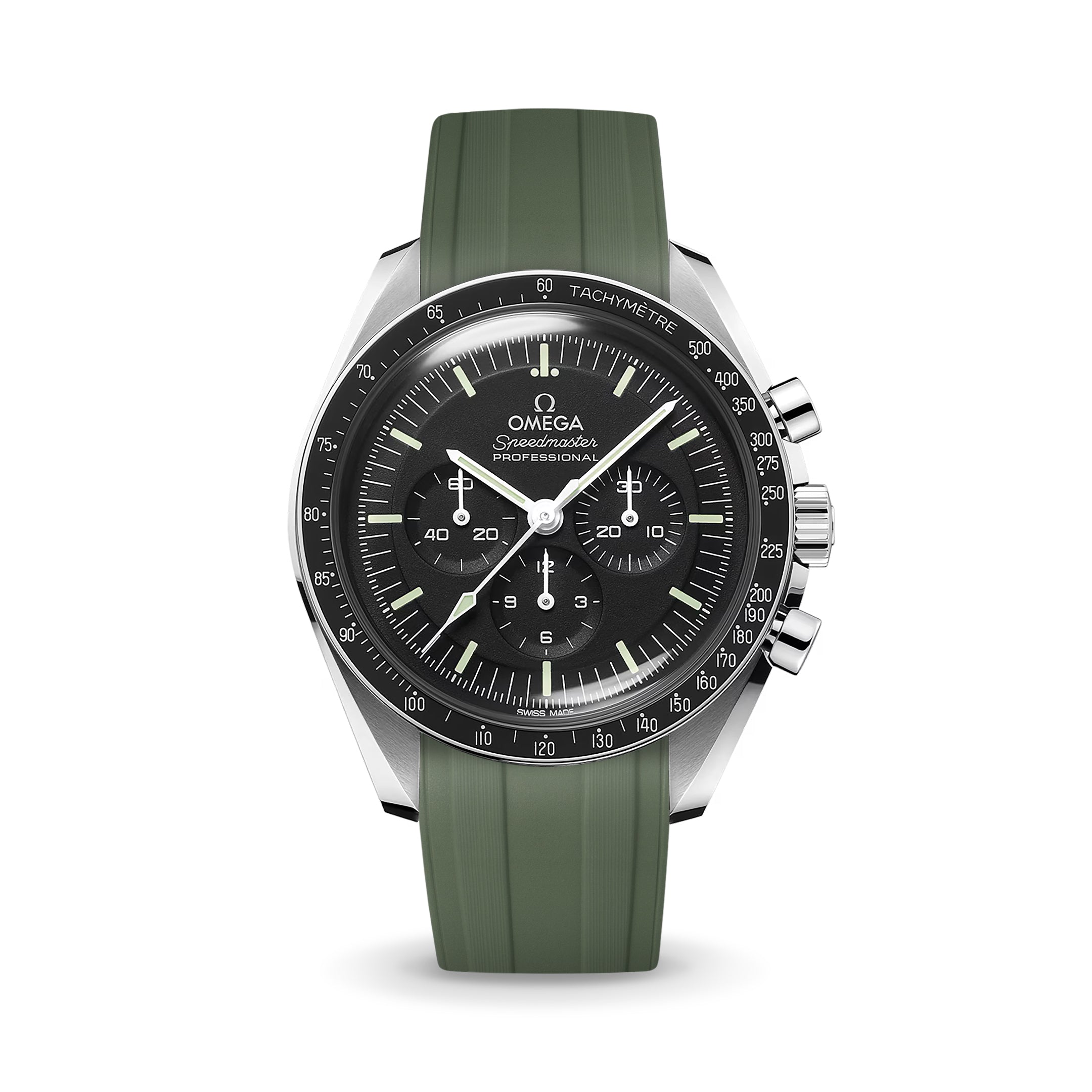 Olive Green CTS Rubber Strap for Omega Speedmaster – Delugs