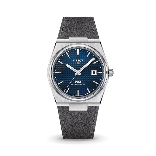 Delugs Dark Grey Alcantara Strap for Tissot PRX Handcrafted Leather Watch Strap