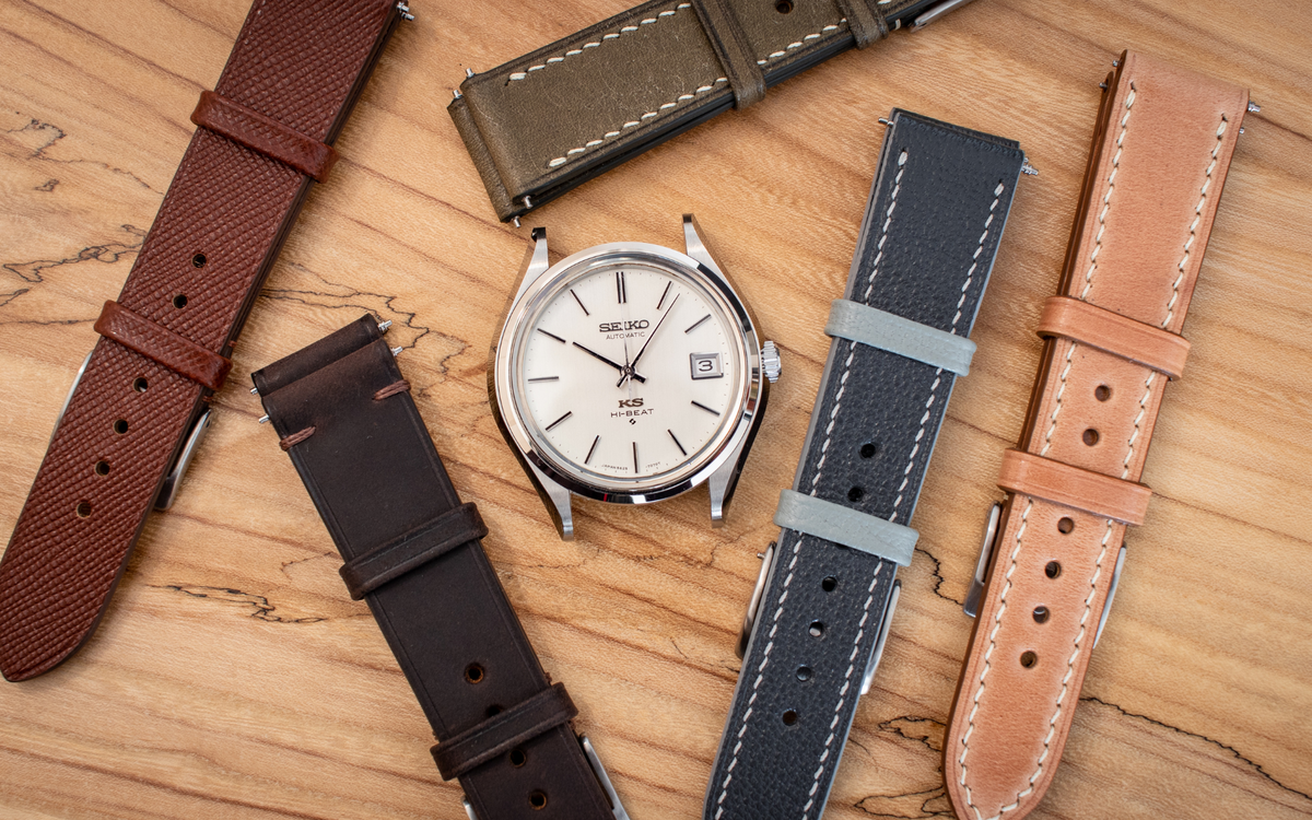 leather strap seiko big date watch