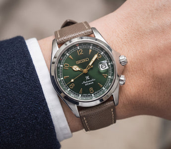 Seiko Prospex Alpinist SPB121 on Taupe Saffiano Signature Strap