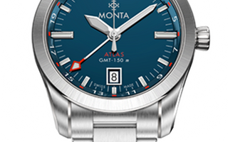 Monta Atlas GMT watch with blue dial