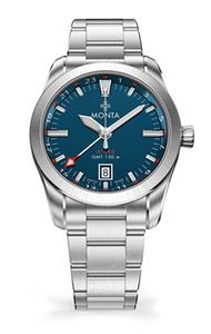 Monta Atlas GMT watch with blue dial