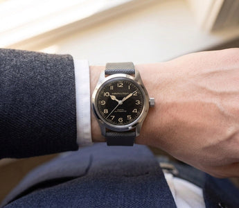Hamilton Khaki Field Murph 38mm on Grey Saffiano Stitchless Strap
