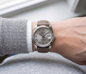 Rolex Datejust 36 on Taupe Saffiano Signature Strap