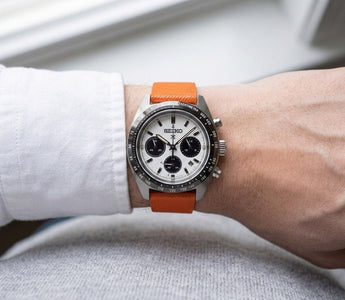 Seiko Speedtimer SSC813 on Orange Saffiano Stitchless Strap
