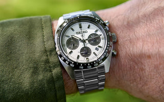 Seiko Prospex Speedtimer SSC813 white panda dial chronograph