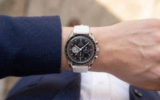 Omega Speedmaster on White Chevre Slim Strap