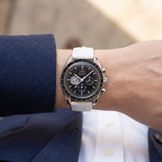 Omega Speedmaster on White Chevre Slim Strap