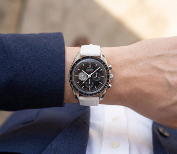 Omega Speedmaster on White Chevre Slim Strap