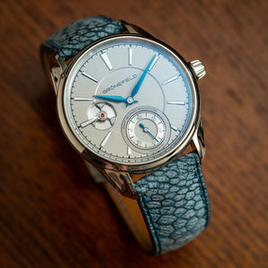 Nubuck Denim Ostrich Leg Signature Strap