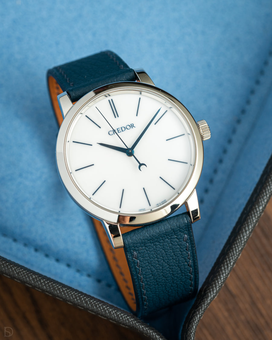Navy Chevre Slim Strap