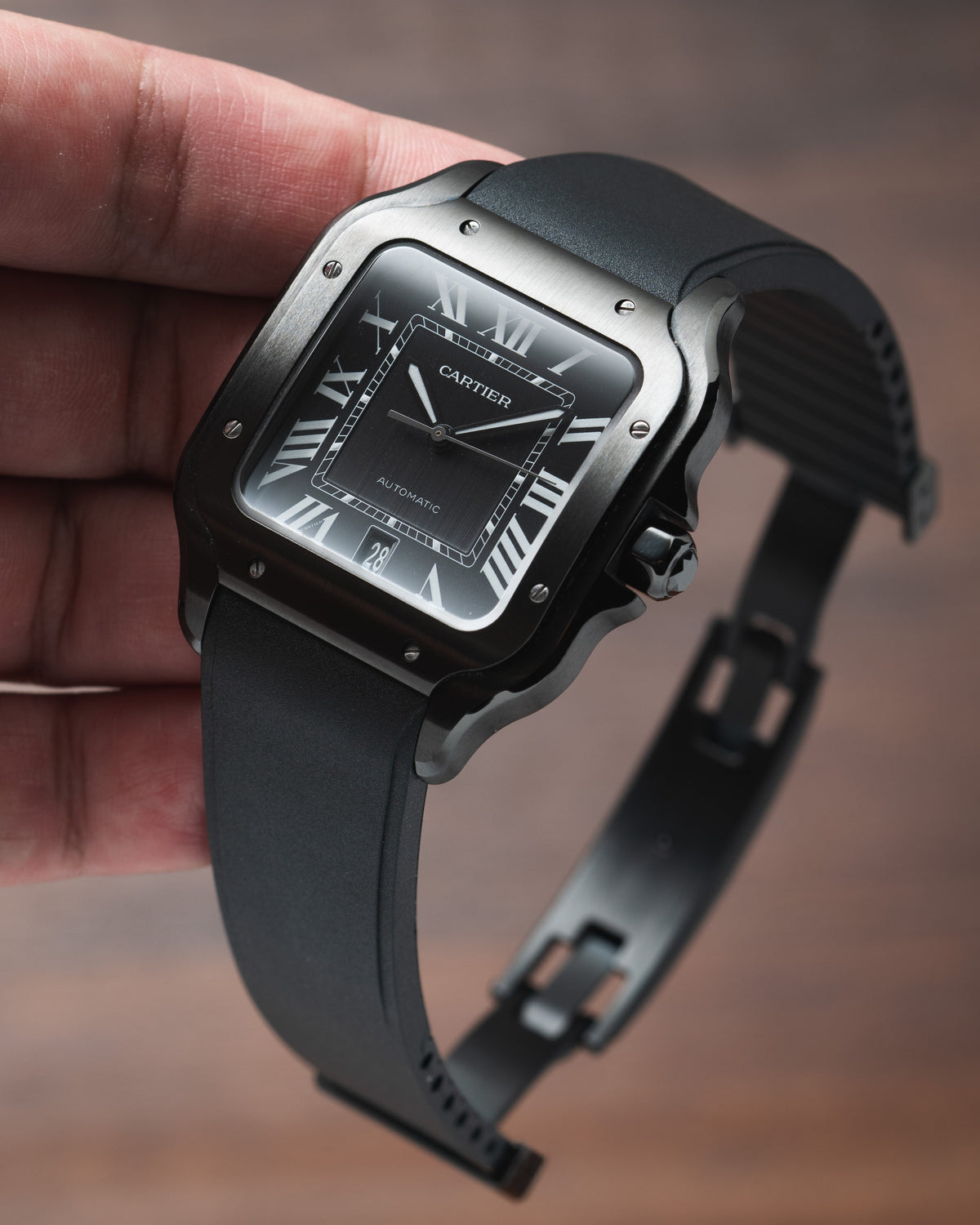 Black Rubber CTS Cartier Santos de Cartier Strap