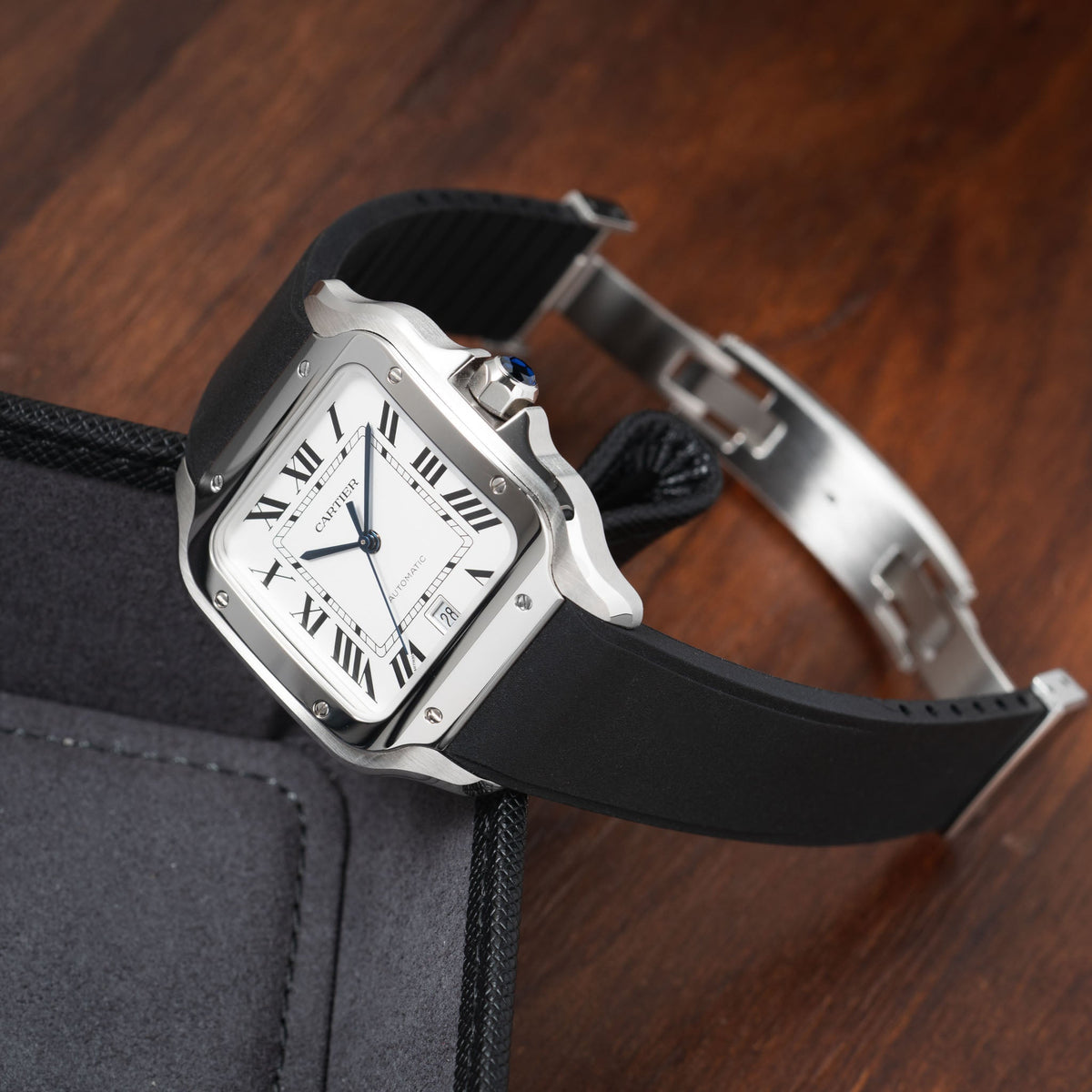 Black Rubber CTS Cartier Santos de Cartier Strap
