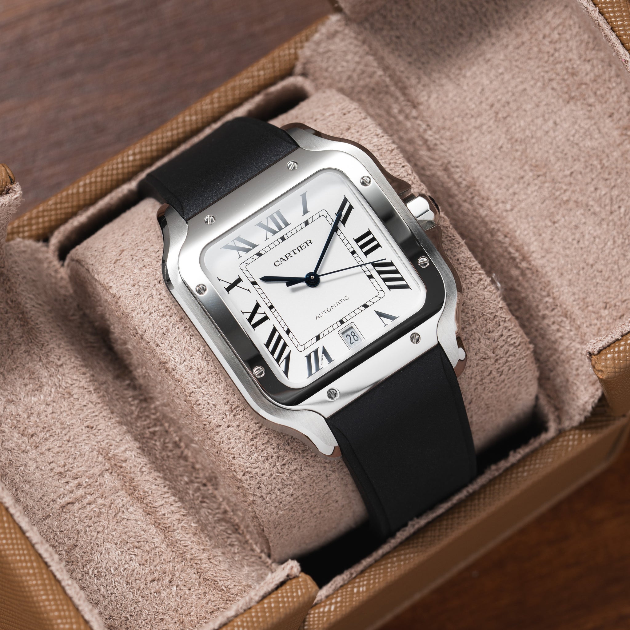 Cartier santos black leather Clearance