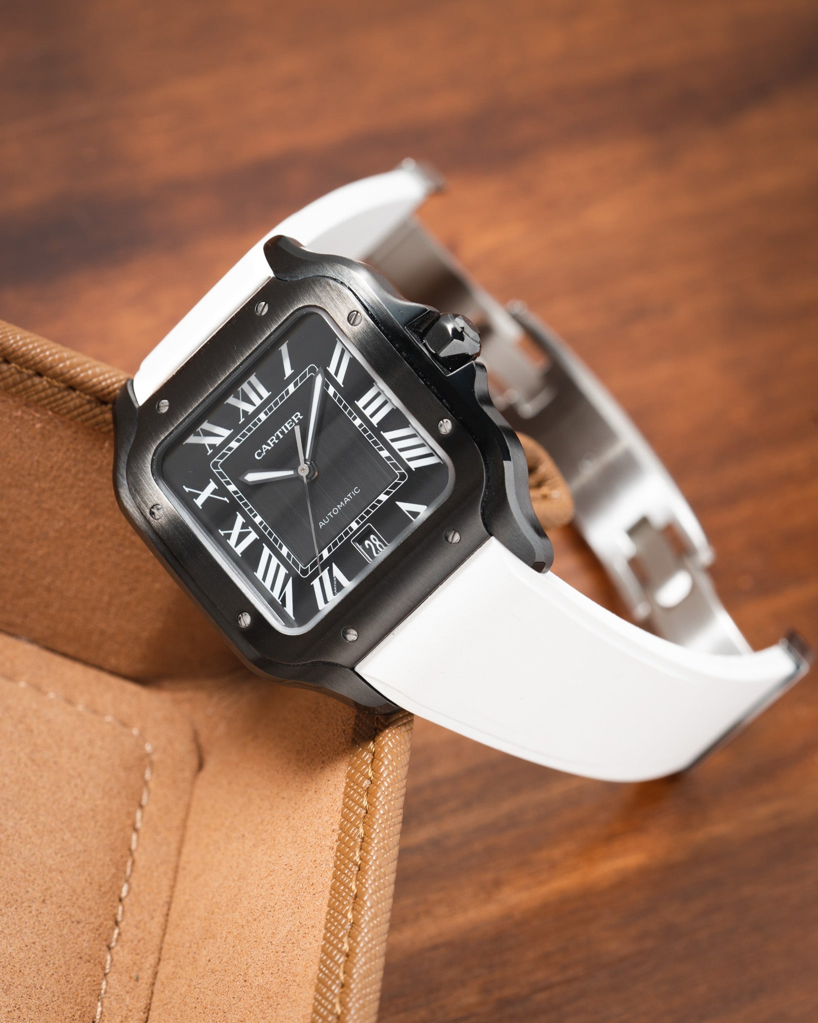 Rubber strap cartier santos Clearance