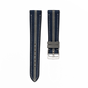Overstock: Navy / Light Grey Nubuck Slim Stripe Strap