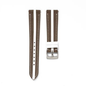 Overstock: Taupe / White Epsom Slim Stripe Strap