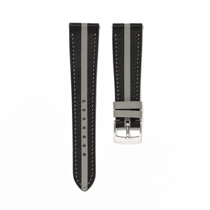 Overstock: Black / Grey Epsom Slim Stripe Strap