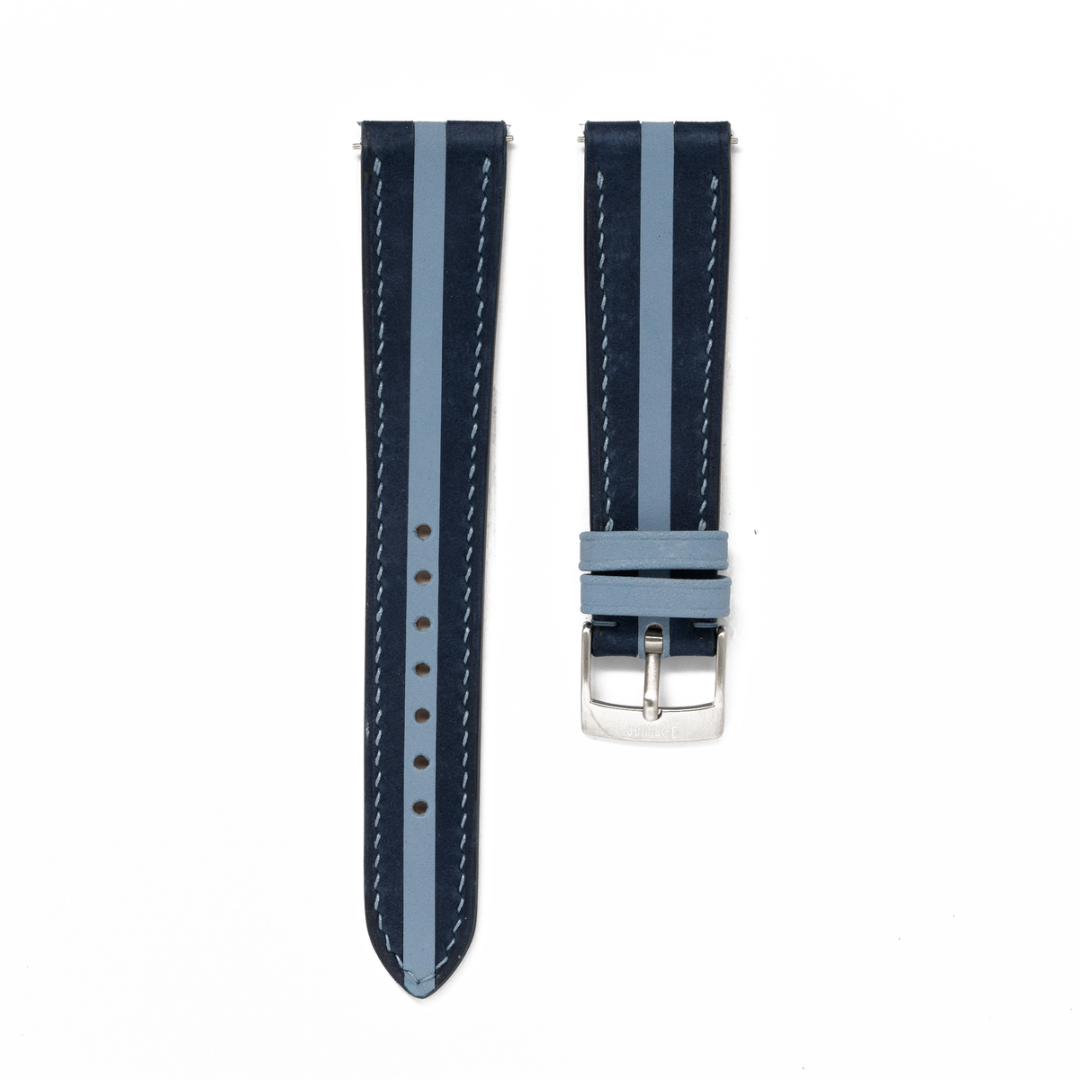 Overstock: Navy / Pastel Blue Nubuck Slim Stripe Strap