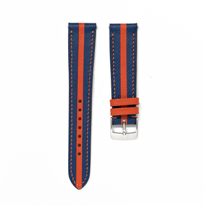 Overstock: Blue / Orange Saffiano Slim Stripe Strap