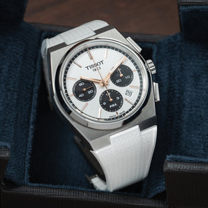 White CTS Rubber Strap for Tissot PRX Chronograph